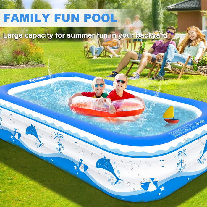 Aquadoo Family Swimming Inflatable Pool, 118" X 72" X 22" Full-Sized PVC Material Inflatable Lounge Pool for Baby, Kids, Adults Blow up Kiddie Pool for Family Outdoor Garden Backyard