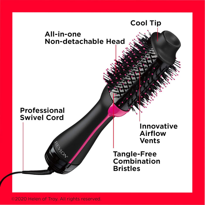 Revlon RVDR5222F One-Step Volumizer and Ionic Hair Dryer with Advanced Tourmaline Ionic Technology, Hot Air Brush, Less Frizz, Multiple Heat Settings, Black
