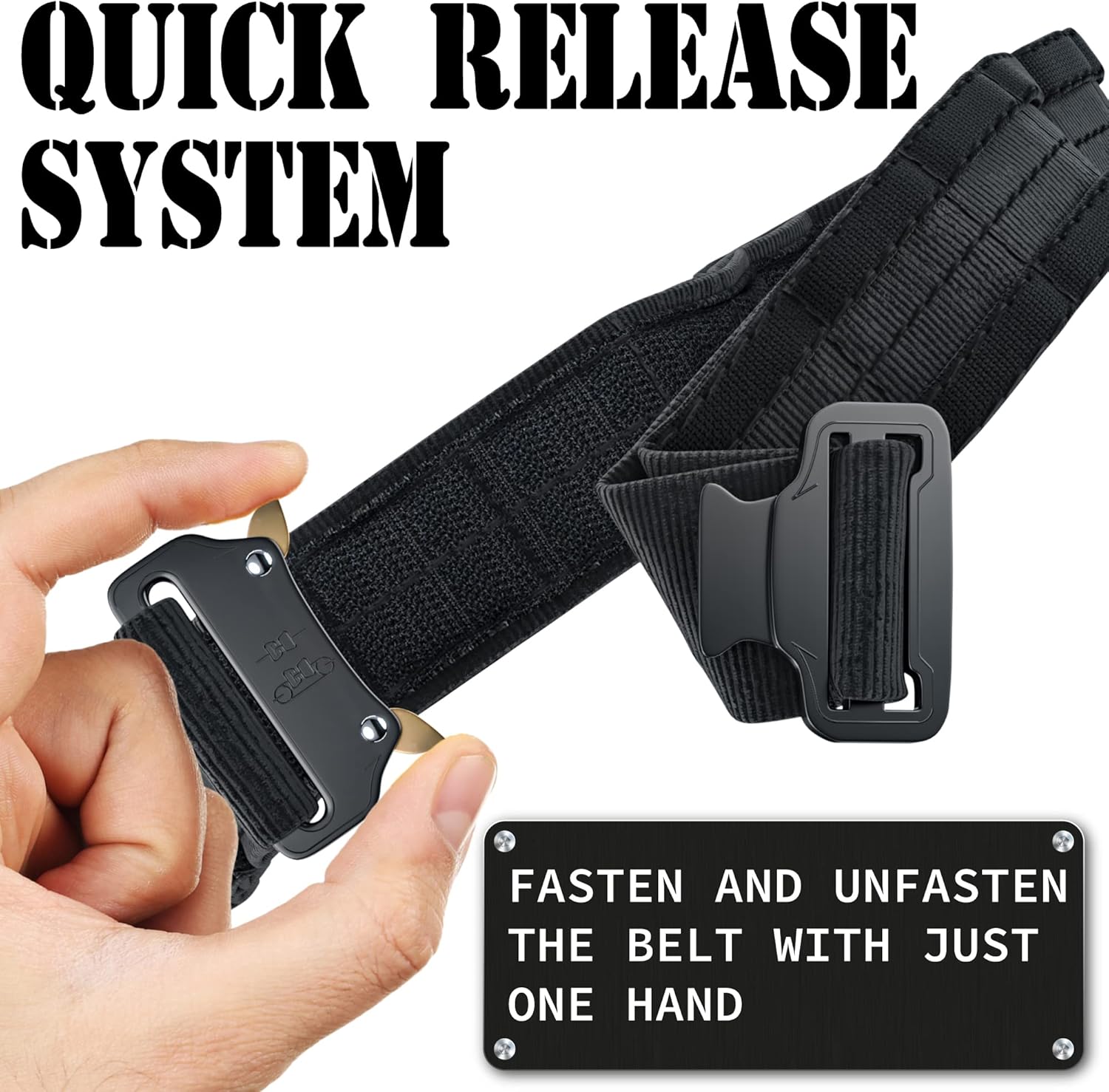 Quick-Release Battle Belt [3 Tactical Belts in One] 1.77'' Molle Belt, Combat Loop Belt and Anti-slip Supporting Pad