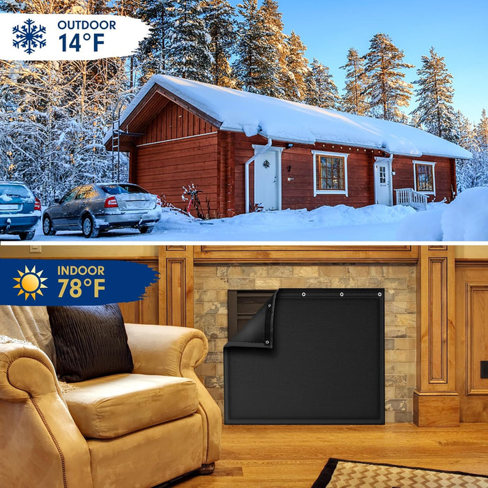 CADARA Fireplace Blocker Blanket Stops Overnight Heat Loss, Fireplace Draft Stopper Save Energy, Fireplace Cover Black (Smallest 33" W x 29" H)