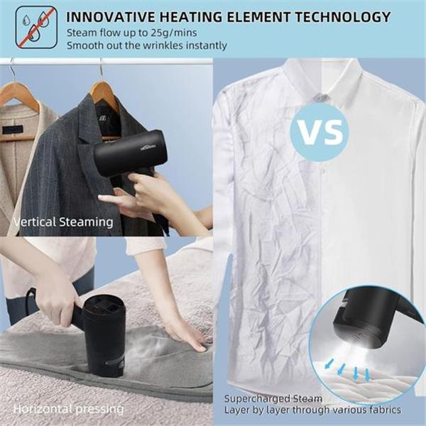 Portable Travel Garment Steamer, Hand Steamer for Clothes, 1200W Powerful & Fast-Heating, Light