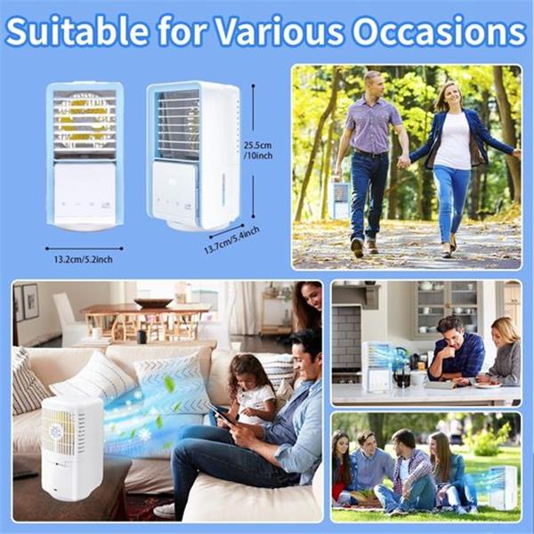 Portable Air Conditioner Fan, 5IN1 Cooling Fan Mini Air Conditioner with 3 Wind Speeds 2 Cool A