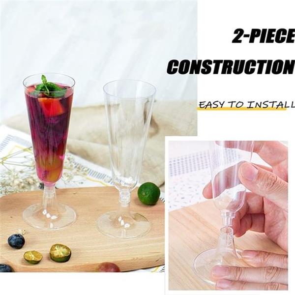 100 Pcs Plastic Champagne Flutes, Disposable Clear Champagne Glasses, 5oz Plastic Wine Glasses,