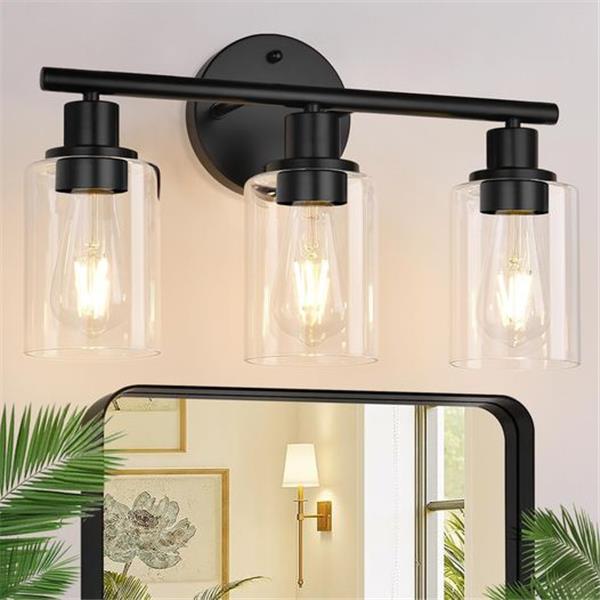 3-Light Bathroom Light Fixtures, Black Bathroom Wall Lights, Modern Vanity Light( NO BULB)