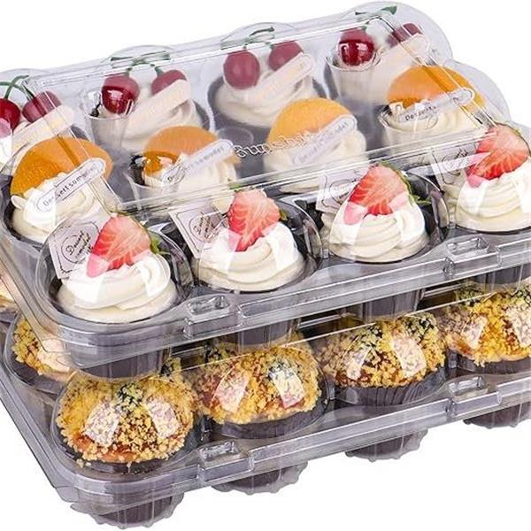 AUKUS Cupcake Containers 12 count, Cupcake Boxes 12 Count, Deep Dome, Stackable & Disposable (P