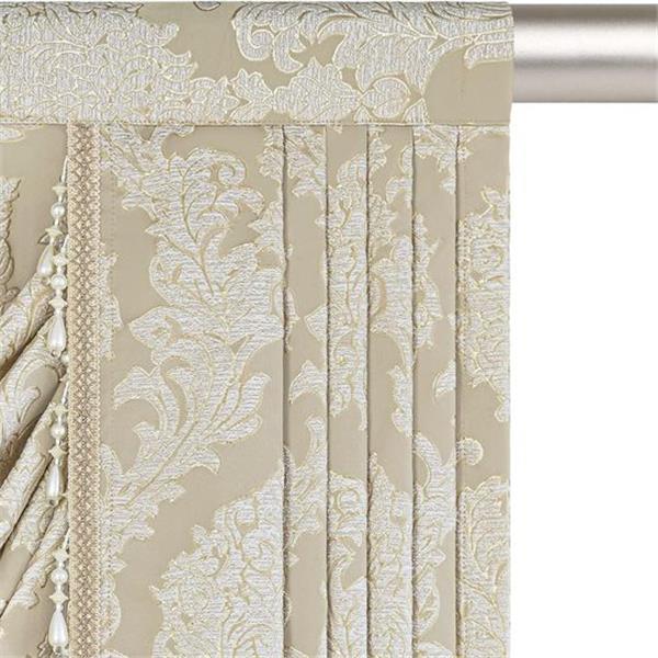 Loom and Mill Luxury Jacquard Waterfall Valance for Living Room, Elegant Damask Swag Window Val