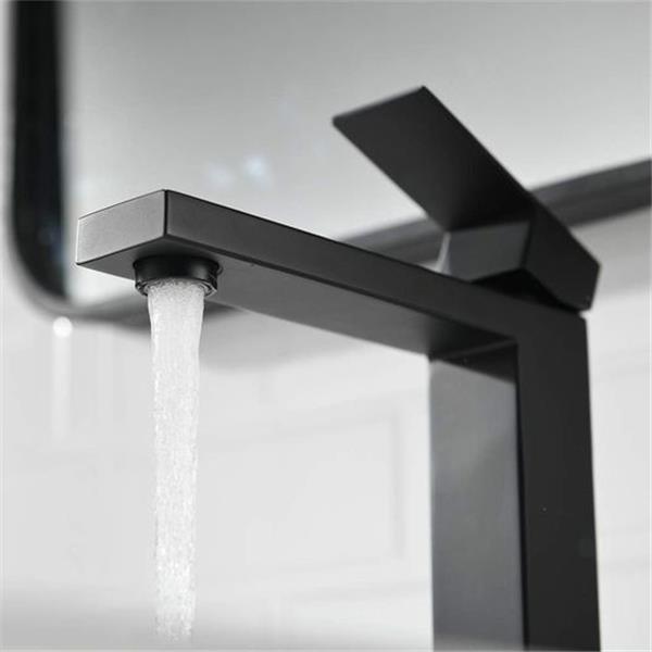 Friho Single Handle Matte Black Tall Bathroom Vessel Sink Faucet, Modern Bathroom Vanity Faucet