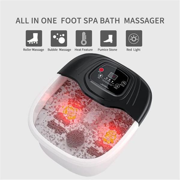 Foot Spa Bath Massager with Heat, Epsom Salt,Bubbles, Vibration and Red Light,8 Massage Roller
