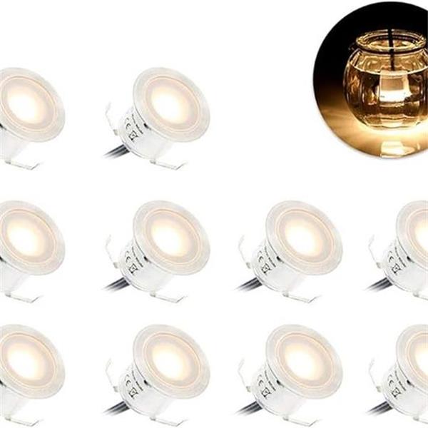 10PCS 32mm Outdoor Waterproof LED Deck Light Kit Landscape Recessed Lighting for Step Stair Yar