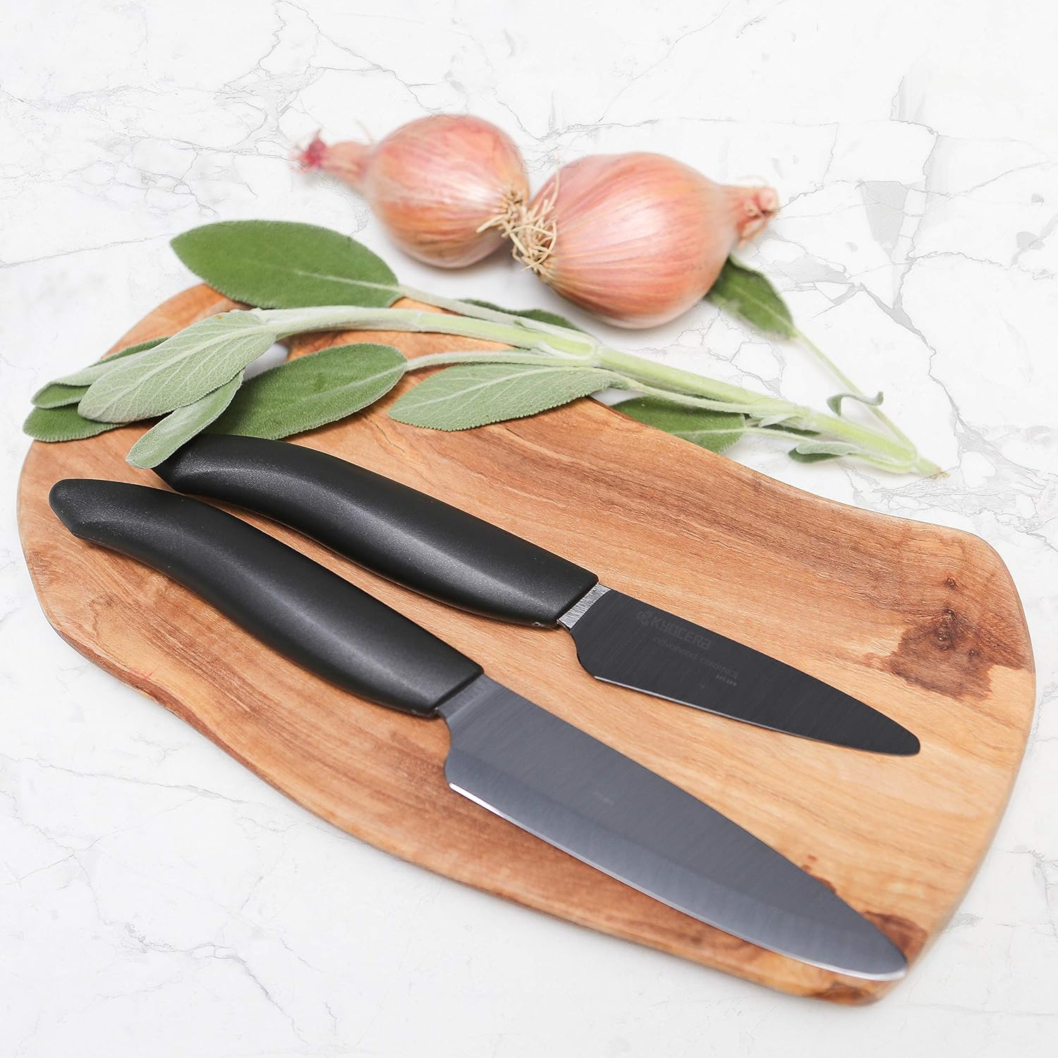 Kyocera FK-3PC-BKBK Ceramic Advanced Knife Set, 5.5" 4.5" 3", Black Handle