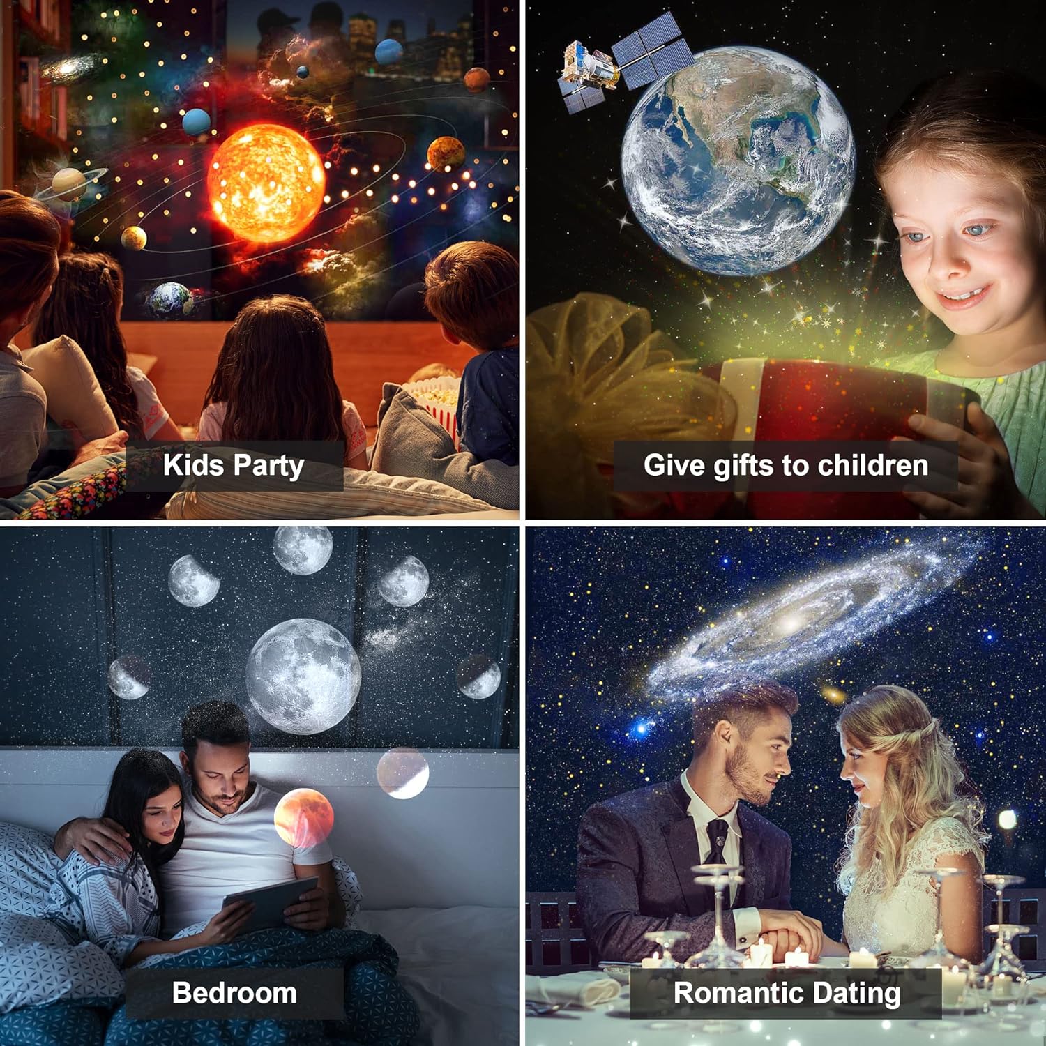 Planetarium Star Projector, Galaxy Projector, Realistic Starry Sky Night Light with 12 Film Discs, Solar System Constellation Moon for Kids Bedroom Ceiling Home Living Room Decor Birthday Gifts