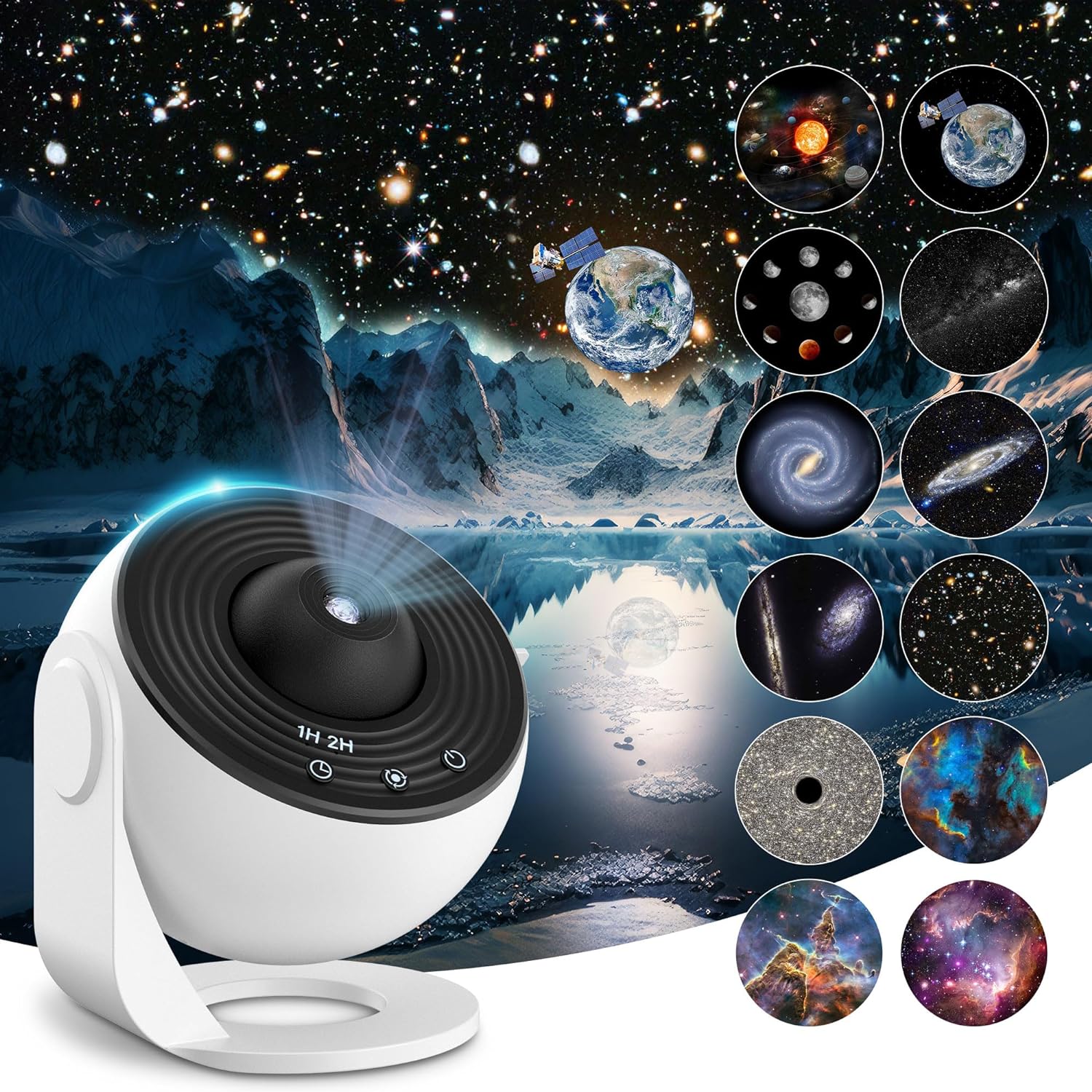 Planetarium Star Projector, Galaxy Projector, Realistic Starry Sky Night Light with 12 Film Discs, Solar System Constellation Moon for Kids Bedroom Ceiling Home Living Room Decor Birthday Gifts