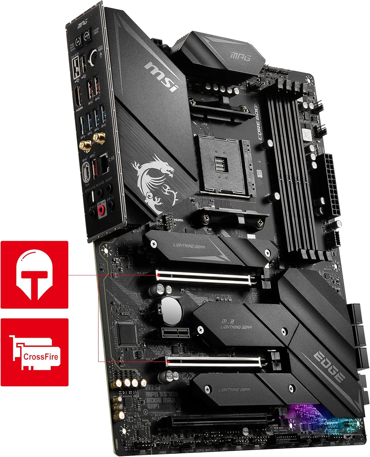 MSI MPG X570S Edge MAX WiFi Gaming Motherboard (ATX, AMD, Socket AM4. DDR4, PCIe 4, M.2 Slots, Wi-Fi 6E)