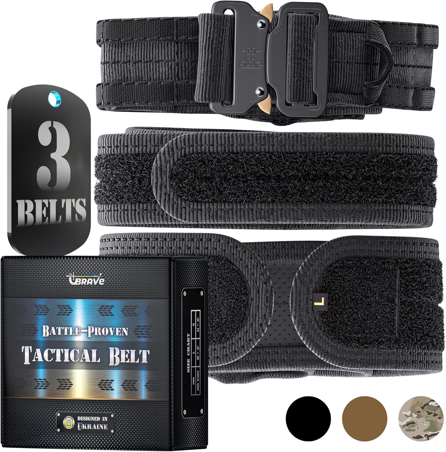 Quick-Release Battle Belt [3 Tactical Belts in One] 1.77'' Molle Belt, Combat Loop Belt and Anti-slip Supporting Pad