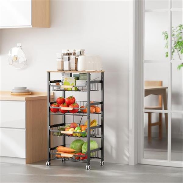 NiuYichee 5-Layer Fruit Basket Kitchen Food Storage Organizer and Storage Rack, Stackable Stora