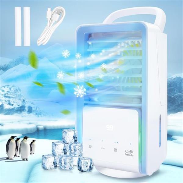 Portable Air Conditioner Fan, 5IN1 Cooling Fan Mini Air Conditioner with 3 Wind Speeds 2 Cool A