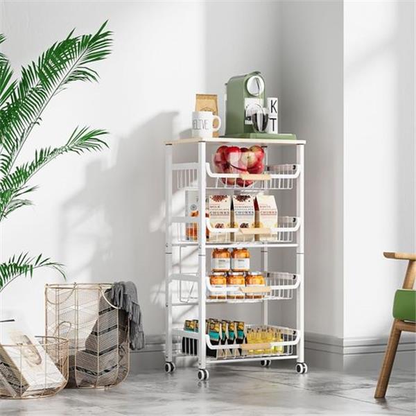 NiuYichee 5-Layer Fruit Basket Kitchen Food Storage Organizer and Storage Rack, Stackable Stora