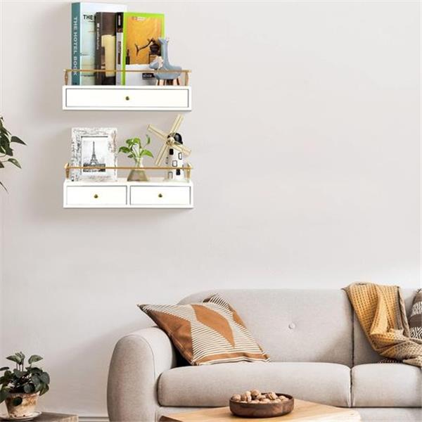 dreampossible Floating Shelves for Wall Storage, Wall Mounted Bathroom Shelf with Drawers Set o