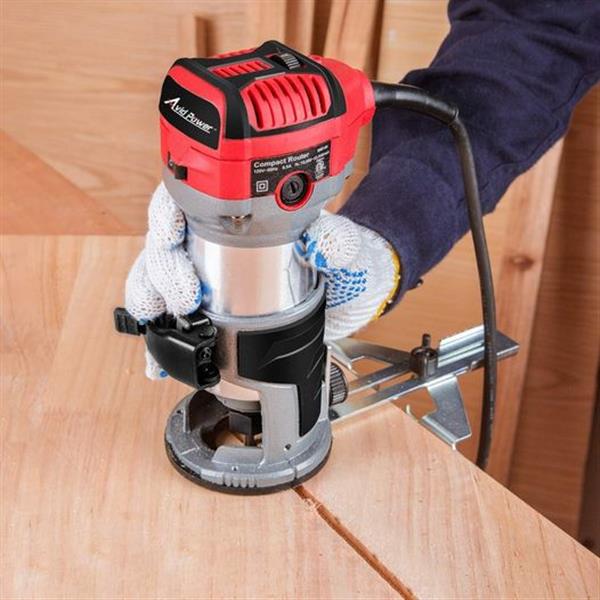 AVID POWER 6.5 Amp 1.25 HP Compact Router Tools for Woodworking, Fixed Base Wood Router with Tr