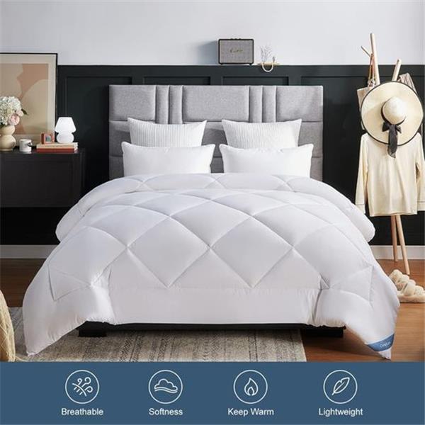 CozyLux Full Size Bedding Comforter Duvet Insert - Quilted White Comforters with Corner Tabs, 1