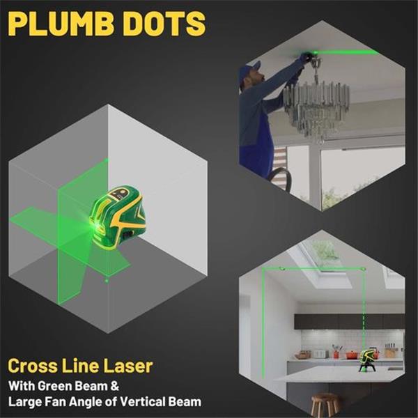 APEXFORGE X3 131ft Green Laser Level, Cross Line Laser with 2 Plumb Dots, 4500mAh Rechargeable