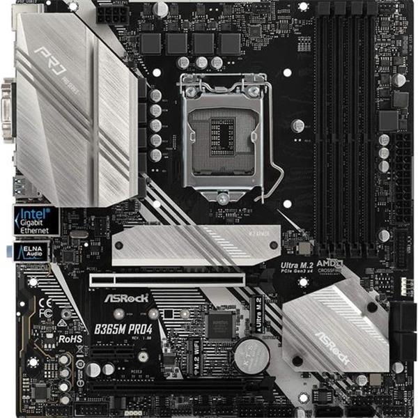 ASRock B365M PRO4 LGA1151/ Intel B365/ DDR4/ Quad CrossFireX/ SATA3&USB3.1/ M.2/ A&GbE/ MicroAT