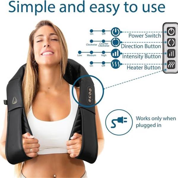 InvoSpa Shiatsu Back Shoulder and Neck Massager with Heat - Deep Tissue Kneading Pillow Massage