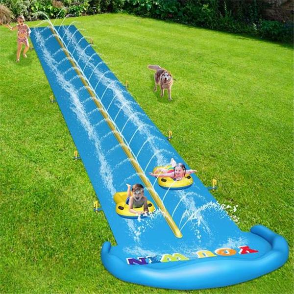 Evoio Water Slide, 32.8ft Inflatable Splash Water Slip with 2 Racing Lanes and 2 Body Boards fo