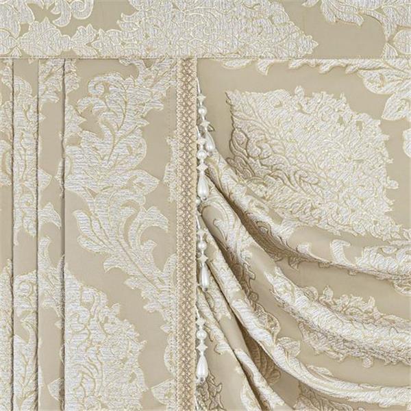 Loom and Mill Luxury Jacquard Waterfall Valance for Living Room, Elegant Damask Swag Window Val