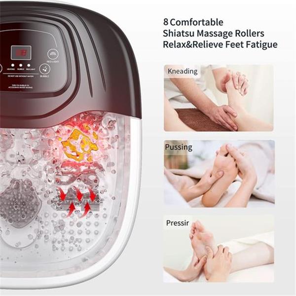 Foot Spa Bath Massager with Heat, Epsom Salt,Bubbles, Vibration and Red Light,8 Massage Roller