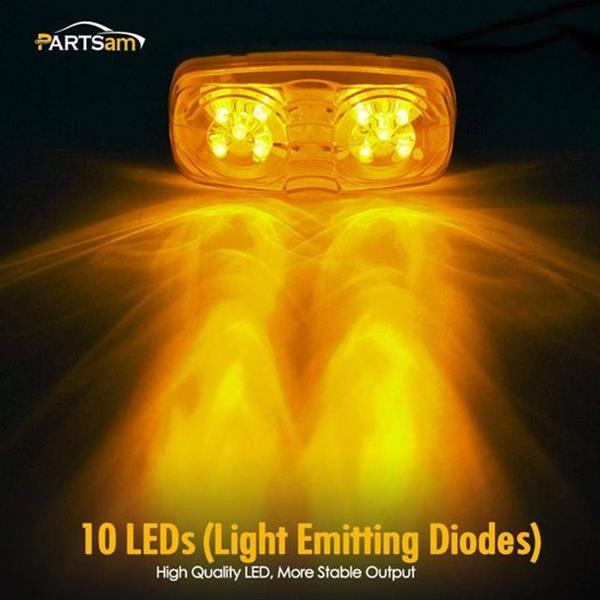 Partsam 10x 4 Double Bullseye Amber 10 LED Side Marker Lights, Smoke Lens Rectangular Rectangle