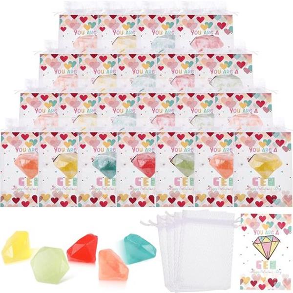 50 Pcs Diamond Soap Favors Inspirational Diamond Soap for Guests with 50 Organza Bags Gemstone