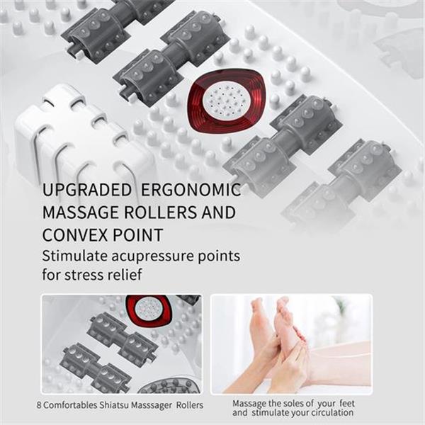 Foot Spa Bath Massager with Heat, Epsom Salt,Bubbles, Vibration and Red Light,8 Massage Roller