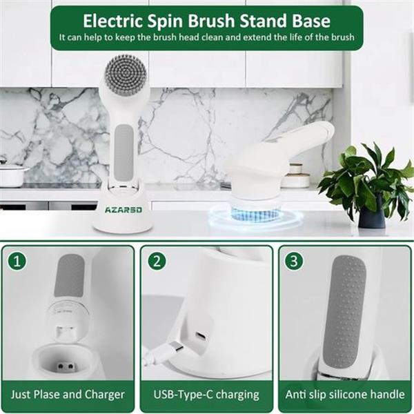 Electric Spin Scrubber with Charging Base-3Speeds, AzaRsd Shower Scrubber with Powerful Motor a