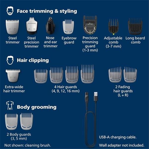 Philips Norelco Multigroom Series 7000, Mens Grooming Kit with Trimmer for Beard, Head, Hair, B