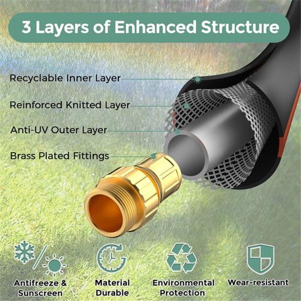 Giraffe Hybrid Garden Hose 5/8" x 50ft, Custom Length, NO Kink, Flexible, Leakproof Hose