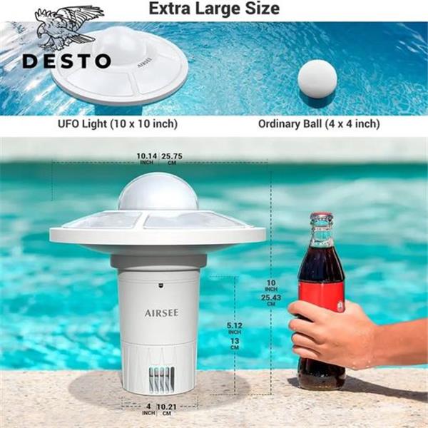 AIRSEE Pool Chlorine Floater with Rechargeable UFO Lights, Pool Chemical Dispenser for 4x3” Chl