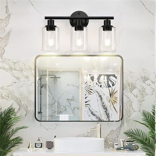 3-Light Bathroom Light Fixtures, Black Bathroom Wall Lights, Modern Vanity Light( NO BULB)