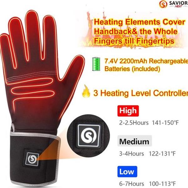 Heated Liners Gloves for Men Women, SAVIOR HEAT Thin Electric Rechargeable Battery Heated Size xxs