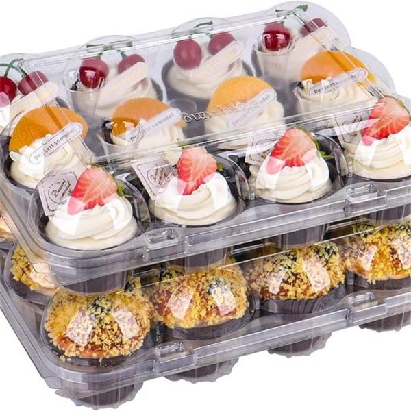 AUKUS Cupcake Containers 12 count, Cupcake Boxes 12 Count, Deep Dome, Stackable & Disposable (P