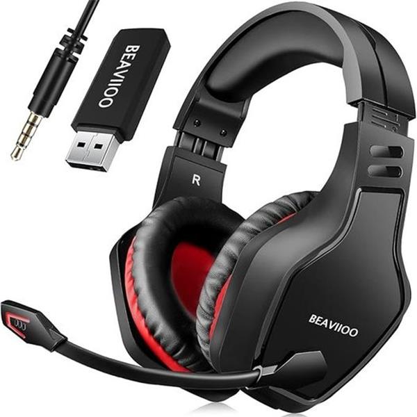 Wireless Gaming Headset PC, PS5, PS4-50-Hr Battery, Noise-Canceling Mic, Surround Sound, for Im