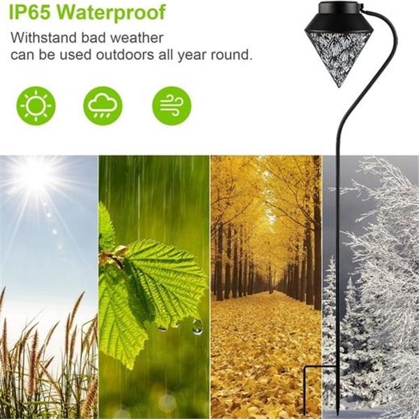 ielevations Solar Pathway Lights Outdoor LED Decorative Stake Garden Lotus Landscape Light for