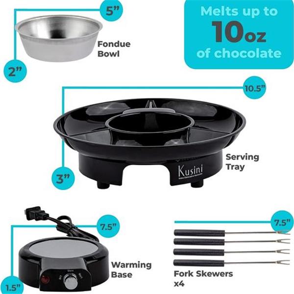 Kusini Electric Fondue Pot Set - Chocolate Fondue Kit - Temperature Control, Detachable ServingA