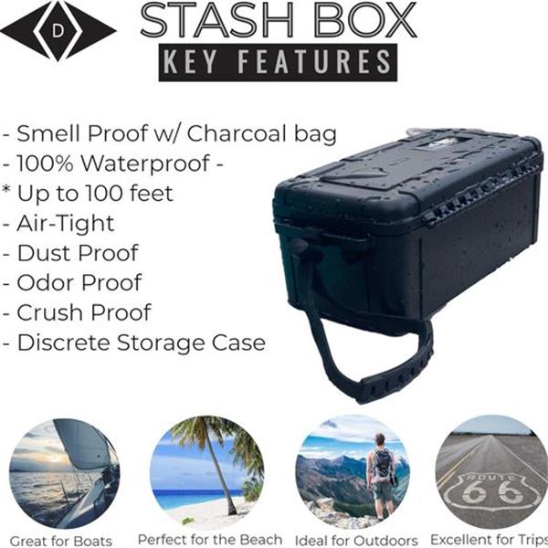 DUIDO Waterproof Box Combo with Lock, 100 mL Airtight UV Jar, Charcoal Bag, 2 Odorless Resealab