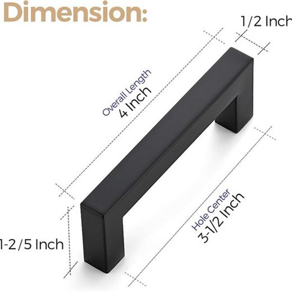 Ravinte 30 Pack 3-1/2 Inch Kitchen Square Cabinet Handles Matte Black Cabinet Pulls Black Drawe