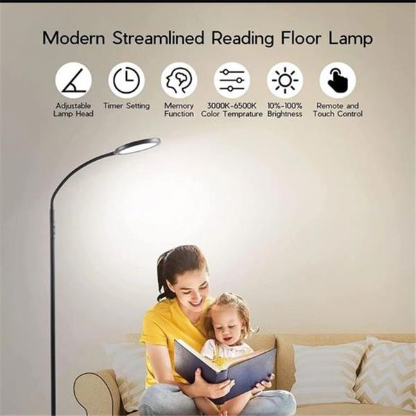 Modern LED Streamlined Reading Floor Lamp, White LED - MATTE BLACK New