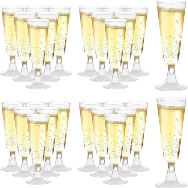 100 Pcs Plastic Champagne Flutes, Disposable Clear Champagne Glasses, 5oz Plastic Wine Glasses,