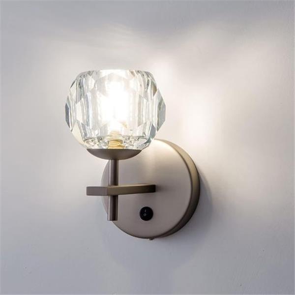 MASIVEL Sconces Wall Lighting with On/Off Switch Button Globe Crystal Wall Sconce Wall Mount La