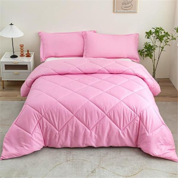 Bedding Comforter Set 7 Pack, Queen Size Comforters with 2 Pillow Shams-Light Pink