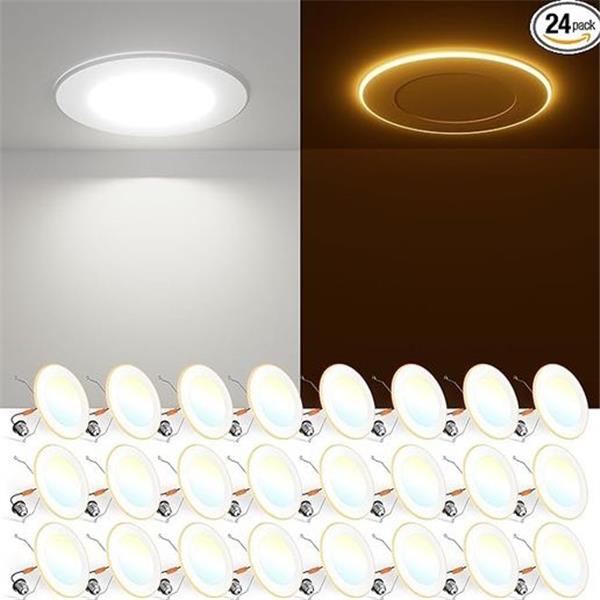 24 Pack 5/6 Inch 5CCT LED Recessed Can Light with Night Light, 2700K/3000K/4000K/5000K/6000K Se